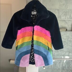Lola + the boys Chic Rainbow Faux Fur Kids Jacket
